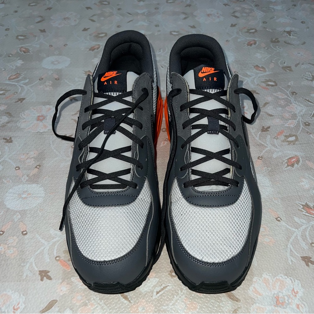 Nike Air Max Sneakers in Gray and White with Orange Accents Size 14 Used Once